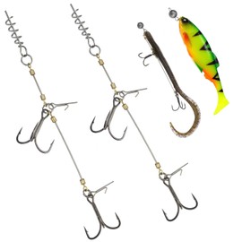 THKFISH Shallow Rig Pike Stinger Systems Treble Fishing Hooks for Rubber Fish Pike Stinger Rig L-2PCS
