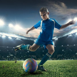 Reflective Football Size 5 Glow in the dark Football with Pump Holographic Light Up Football,Soft Touch PVC,Suitable for Night Training, Indoor Outdoor Night Games, Suitable for Boys,Girls Kids Adults