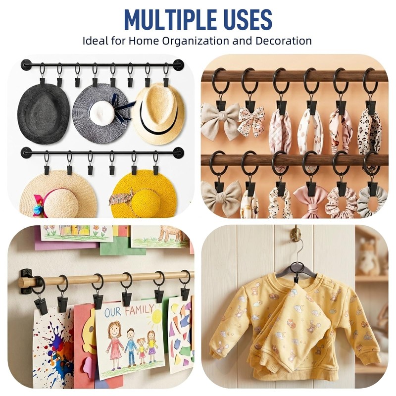 40pcs Rustproof Drapery Matte Stainless Steel Metal Curtain Rings with