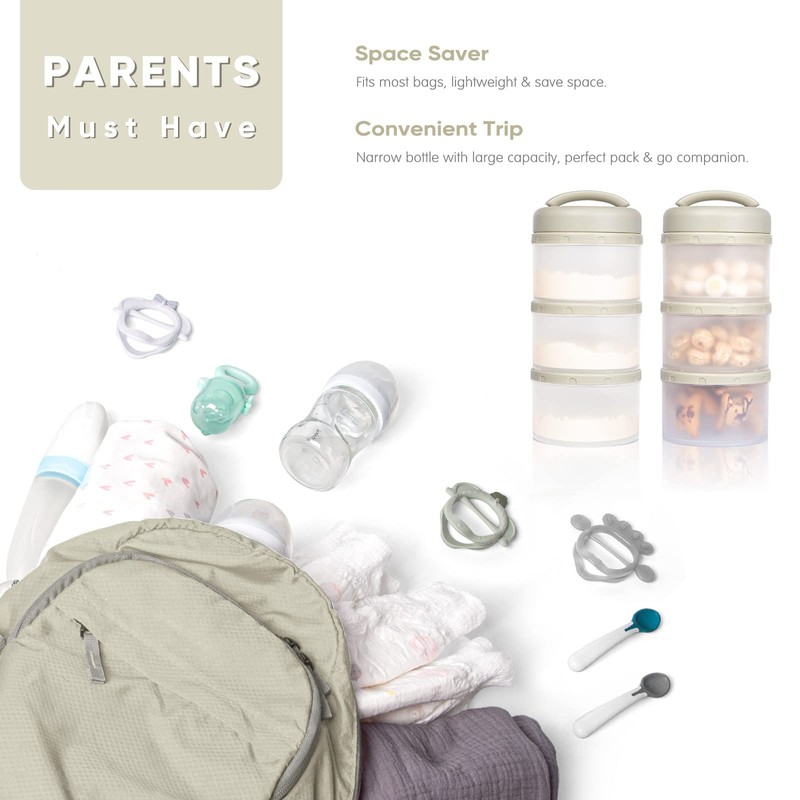 Termichy Stackable Formula Dispenser Portable Milk Powder Container, 2 Pack,