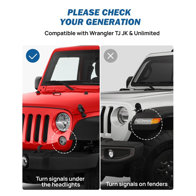 JOYTUTUS Mirrors Doors Off Compatible with Wrangler TJ JK JKU