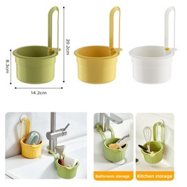 Anpyxun 2025 New Faucet Hanging Strainer & Kitchen Drain Storage Basket - Multi-Purpose Essentials, Food Fruit Vegetable Drain Shelf Sink Storage Holder with Fine Mesh, Includes Sponge Brush (Green)