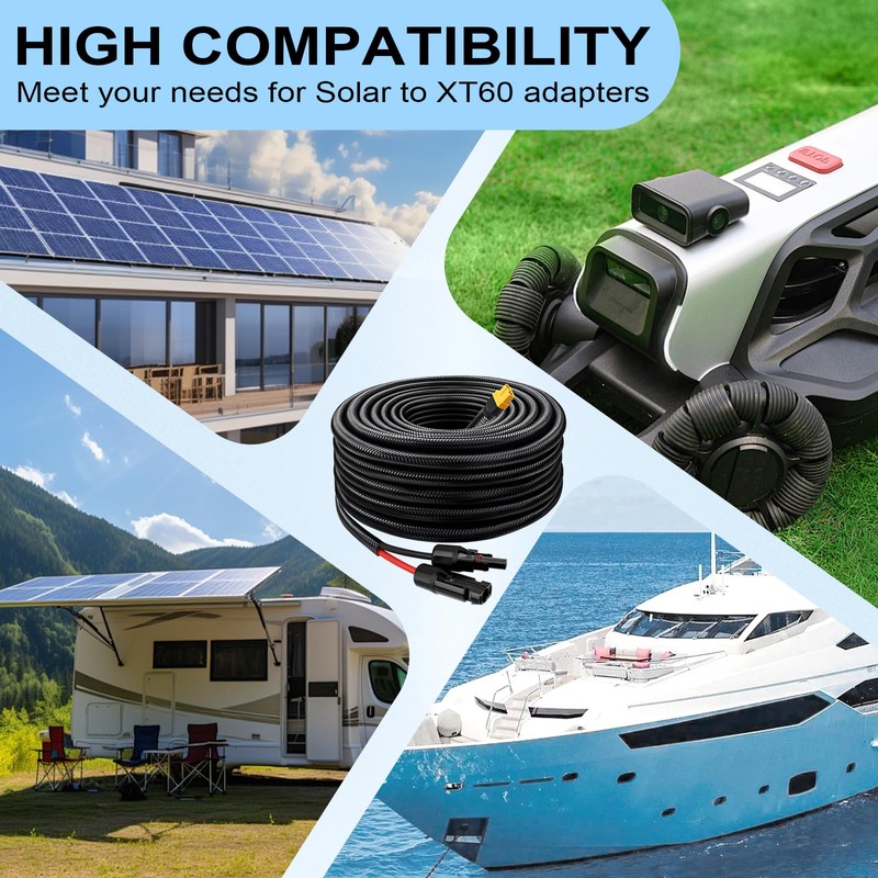MOOKEERF Solar to XT60 Cable 10AWG 6FT Solar Connector to