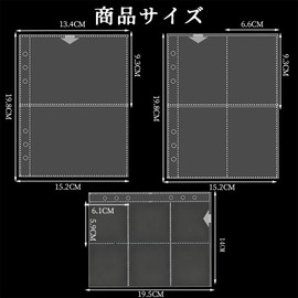 NIHOOOOH A5 Sticker Book, Sticker Mount, Book A5 Replacement Pages, 6 Holes, Replacement Pages, 10 Each of 2 Squares, 4 Squares and 6 Squares, High Definition Transparent Bags, for Collection Cards