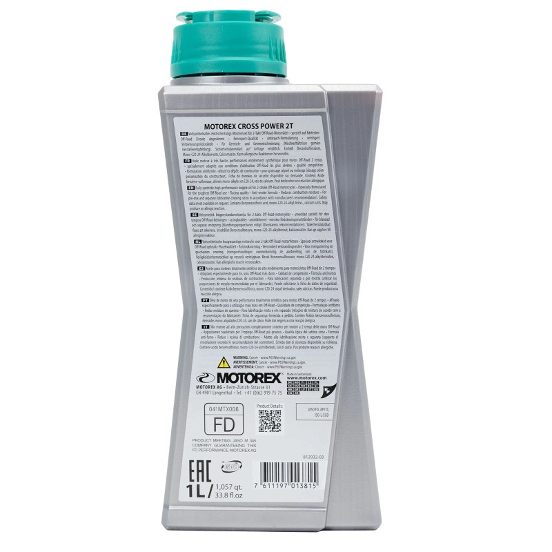 Motorex Cross Power 2T 100% Synthetic - 1 Liter