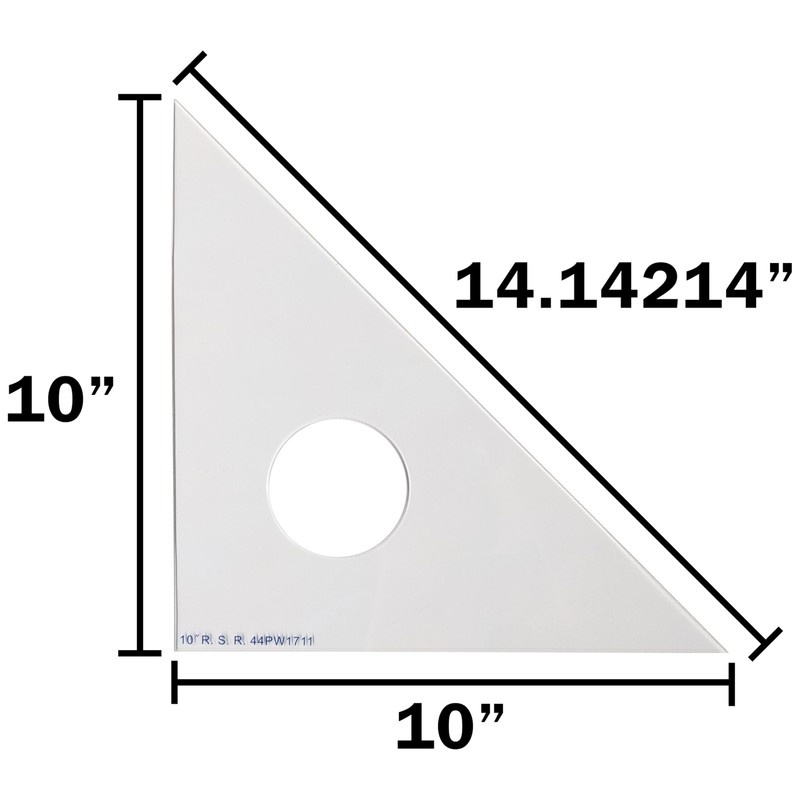 10-inch 45-45-90 Drafting Triangle, Clear Plastic