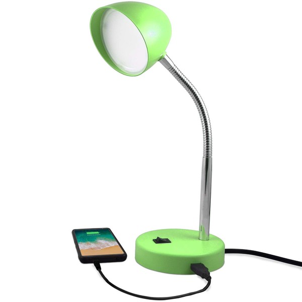 MaxLite LED Desk Lamp with USB Charging Port, Green Desk