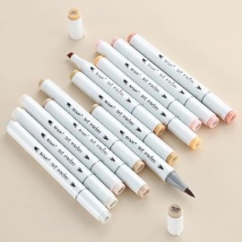 Sfaih Light Skin Tone Marker Pens 11 Colors + Mixed Color 0  Dual Brush & Chisel