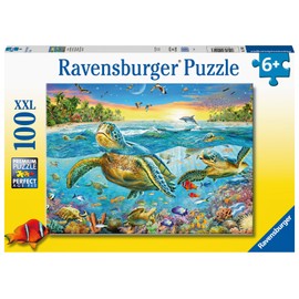 Ravensburger Nadar con Tortugas Marinas 100 Piezas Rompecabezas para niños, Cada Pieza es única, Piezas encajan Perfectamente