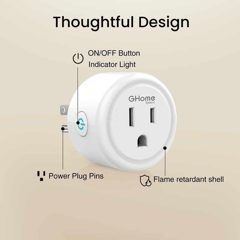 GHome Smart Plug Matter 15A, WiFi Smart Plugs Compatible with