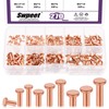 Swpeet 270Pcs M2 M2.5 M3 Flat Head Copper Solid Rivet