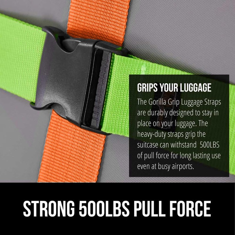Gorilla Grip Heavy Duty 4 Pack Adjustable Luggage Straps for