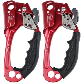 AOKWIT UIAA & CE Certified Rope Ascender Aluminum Alloy Rock Climbing Gear Strong Rigging Rappelling Equipment for Rock Tree Climbing Arborist Rescue Mountaineering Caving (Right Hand Red 2)