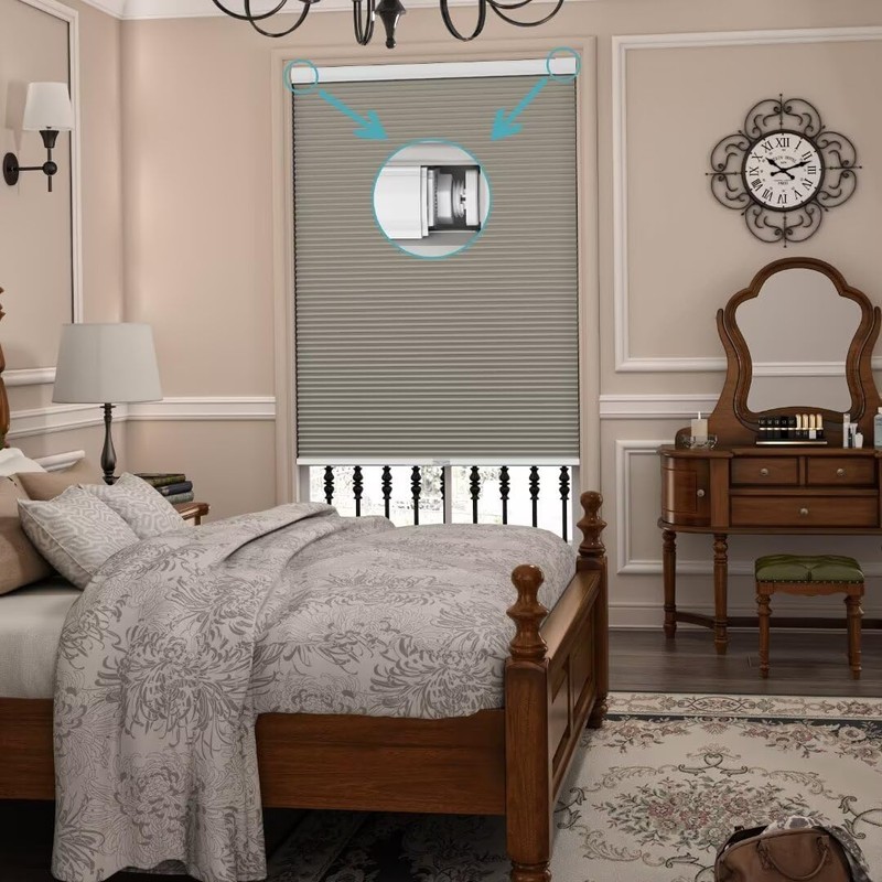 Myshade No Drill Blackout Shades Tension Cordless Cellular Blinds for