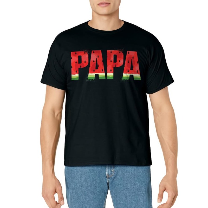 Funny Papa Watermelon Summer Fruit Family Matching Birthday T-Shirt