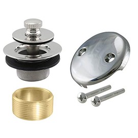 Westbrass Twist & Close Tub Drain Trim Kit with 2-Hole Faceplate and Adapter, 1-Pack, Polished Nickel