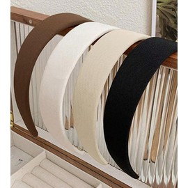 Women's Wide Headbands, 4 Pieces, Modern Headbands, 1 Inch, Wide Headbands, Fashionable Women's Hair Accessories for the Way to Work and Parties