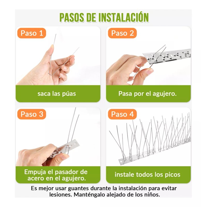 HomeChi 12 Pcs Púas Antipalomas Y Aves Caja Con Lineales