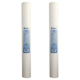 Tier1 20 Micron 20 Inch x 2.5 Inch | 2-Pack Spun Wound Polypropylene Whole House Sediment Water Filter Replacement Cartridge | Compatible with Pentek P20-20, Purtrex PX20-20, Home Water Filter