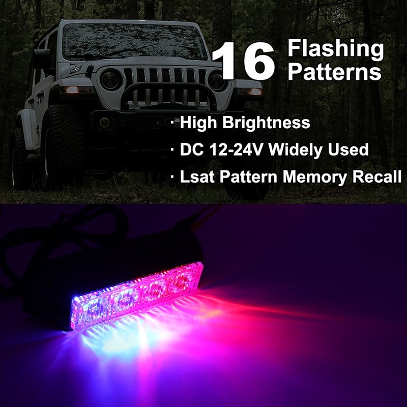 STBLTBAR 2 PCS 4-LED Emergency Strobe Lights for Trucks 12-24V
