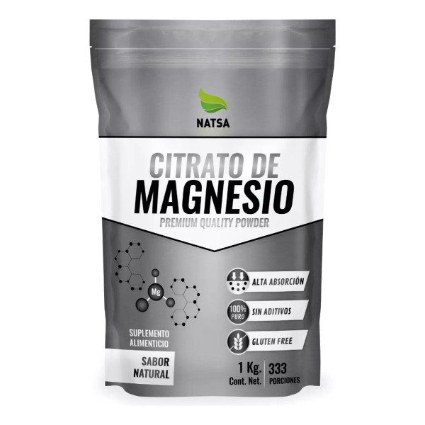 Natsa Citrato De Magnesio, Grado Alimenticio 1 Kg Sabor Natural