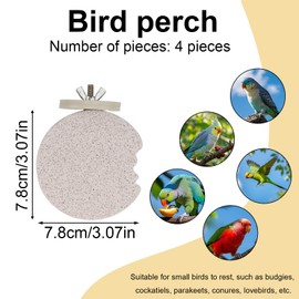 4pcs Bird Perch Stands, Beak Grinding Stone Parrot Cage Paw Calcium Perch Foot Claws Trimmer Parakeet Platform Parrot Budgies Chewing Toys for Small Medium Lovebird Cockatiel Conure (Crescent)