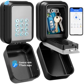 HUANLANG Smart Key Lock Box - Bluetooth Electronic Lock Box for Keys, Wall Mount Digital Key Storage with App Control & PIN Code Types, IP65 Waterproof lockbox for Home, Rentals, Realtor and Office