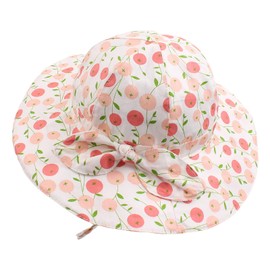Zsedrut Baby Girl Sun Hats Wide Brim Toddler Floppy Bucket Hat Sun Protection Cap Spring Summer Beach Hat 6M-4T (A-Cherry, 6-12 Months)
