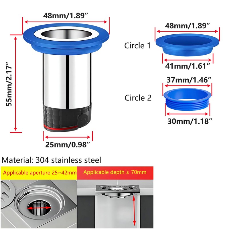 Ctyjia Odour Trap Shower Core, Shower Floor Drain Backflow Preventer,