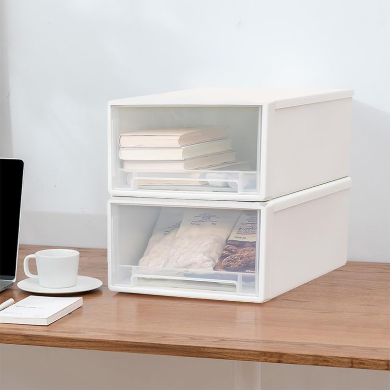 MytaYt Pack of 2 Plastic Stackable Desk Drawer Box Suitable