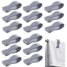 15Pcs Towel Clips for Kitchen, Towel Clips for Shower Towel Holder, Kitchen Clips for Kitchen Towel Holder, Ideal for Towel Rack Stand, Hand Towel Holder, Oven, Bathroom Rack, Dishwasher. (Grey)