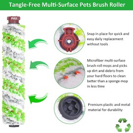 for Bissell CrossWave Pet Pro 2306A CrossWave 1785 Series Replacement Parts 4 Pack 2460 Multi-Surface Pet Pro Cleaner Brush Rolls Tangle-Free+4 Pack 1866 Vacuum Filters Compare to Part 1613568 1608684
