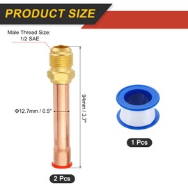 sourcing map 2Pcs Brass Pipe Fitting, 1/2 SAE Male Thread x 1/2" OD Flare Connector with Copper Tube for HVAC System Air Conditioner Refrigeration