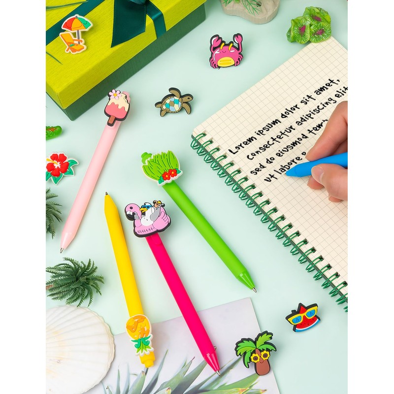 UAYVEBS Summer Hawaiian Retractable Pens, 1mm Black Gel Ink, 30