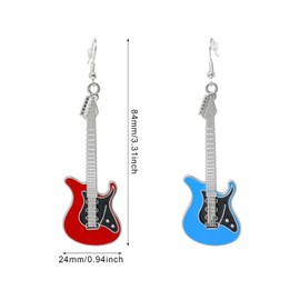 Honbay 2 Pairs Enamel Alloy Guitar Earrings Fashion Musical Instrument Dangle Earring for Music Lovers Teacher Singer Jewelry Gifts (2 Color)