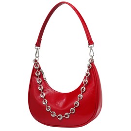 CHUNLI Crescent Shoulder Bag for Women, Underarm PU Leather Hobo Purses Trendy,Women's Daily Clutch Purse Handbags 2 Straps