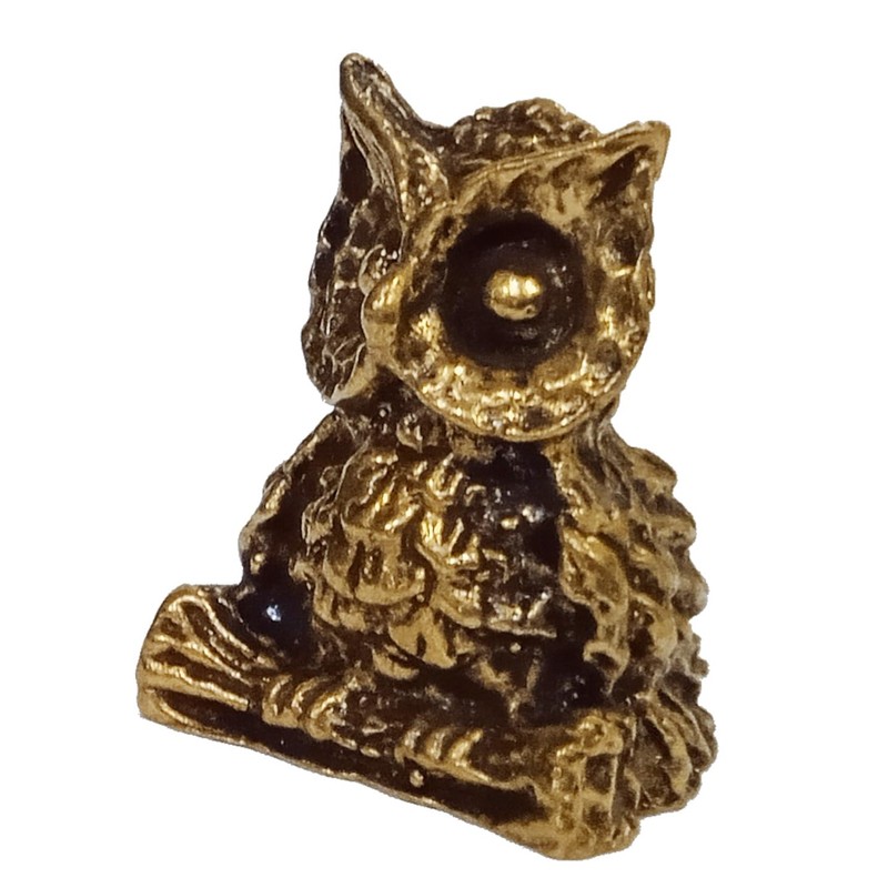 Purpledip Rare Miniature Brass Figurine Owl: Collectible Showpiece Statue With