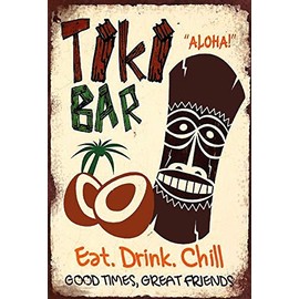 Schatzmix Tin Sign Bar Sign Tiki Bar Hawaii Aloha Metal Sign Wall Decoration 20 x 30 Tin Sign
