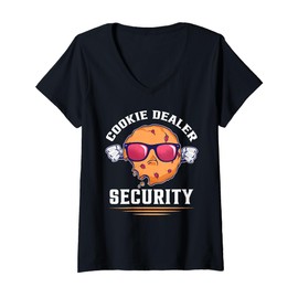 Womens Cookie Dealer Security Funny Snack Lover Gift V-Neck T-Shirt