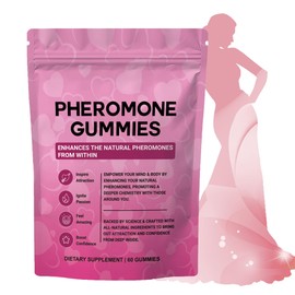 OOUUEEOO Pheromone Gummies for Women,Social Atmosphere&Confident Charm,Vegan,Gluten-Free,60 Count,Strawberry Flavor