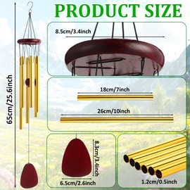 CroBlissful 6 Pcs 28 Inch Rustic Wind Chimes for Outside Deep Tone Windchimes Outdoor with 6 Aluminum Tubes Soothing Melody for Farmhouse Garden Patio Home Decor