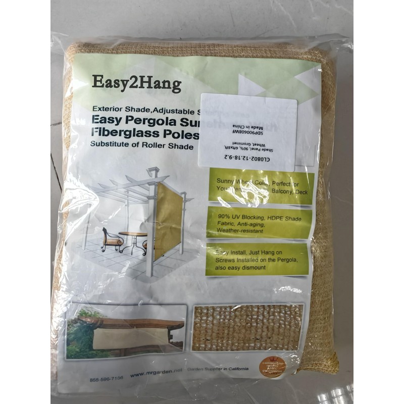 Easy2Hang Wheat 4' x 6' Side Shade Wall for Pergola,