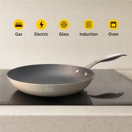 COOKLIFE 10.25 Inch Lightweight Enameled Cast Iron Frying Pan - Toxin-Free - Oven Safe up to 500° F or on Stovetop - Cast Iron Skillet for Cook, Bake - Antique White