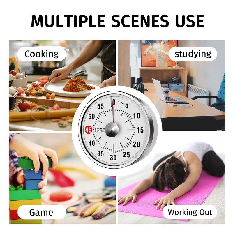 Visual Kitchen Timer, 60 Minute Mechanical Timers for Home Cooking