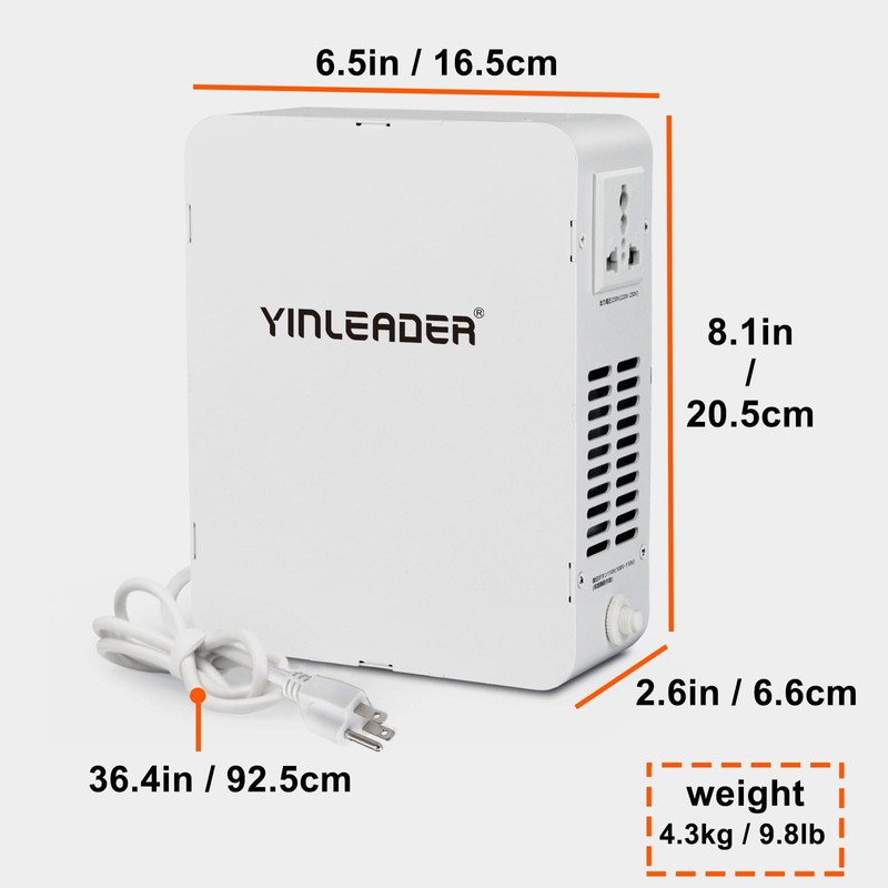 Yinleader 1500w 110v-120v to 220v-240v Step Up Transformer Power Voltage