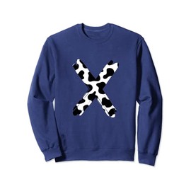 Creative Bold Marker Letter X - Cow Pattern Design Sweatshirt