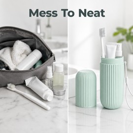 Portable Travel Toothbrush Holder with Cup - Compact Toothpaste Storage Case for Camping, Gym, Hotels & Daily Use