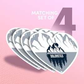 Vinyl Heart Stickers (Set of 4) 10cm - Dolomites Mountain Range Forest for Laptops, Tablets, Luggage, Scrap Booking, Fridges #60251