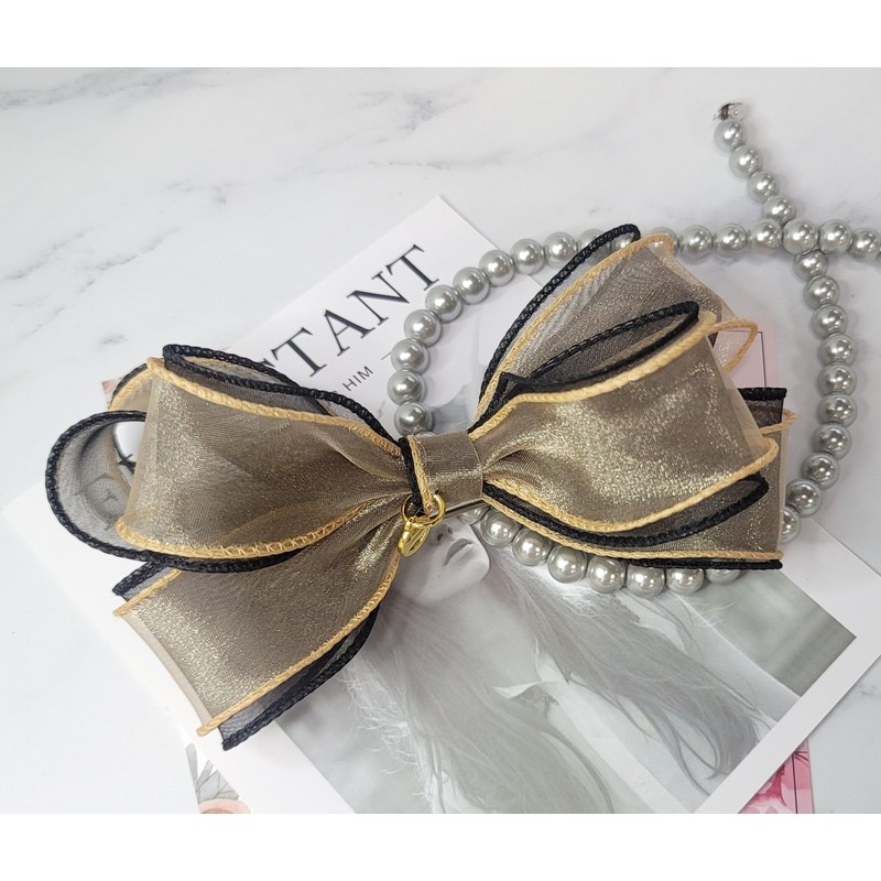 Burnaby two-tone brown layered ribbon hairpin 10cm / 버나비 투톤