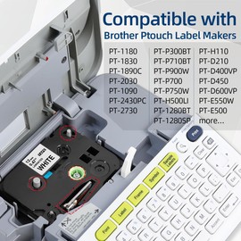 Label Maker Tape Compatible with Brother P Touch TZe-231 Tape, TZe TZ Tape 12mm 0.47 Laminated White for PT-H110 H100 PT-D210 D220 D400 D600 PT-1290 Label Makers, 4-Pack